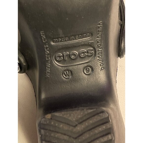 CROCS Cyprus Slides Womens Size 9 Black Heeled Slip On Criss Cross Strap Open To - Picture 6 of 9